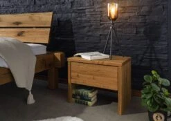 Table De Chevet 50x35x40 Chêne Lombard, Huilé Brun-tabac JANGALI # 329