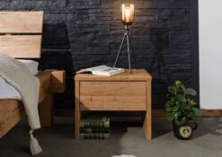 Table De Nuit 50x35 Chêne Lombard Huilé JANGALI #729 -Massivmoebel24 06 680 771 7029 3