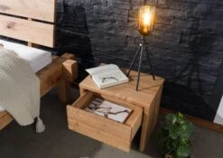 Table De Nuit 50x35 Chêne Lombard Huilé JANGALI #729 -Massivmoebel24 06 680 771 7029 4