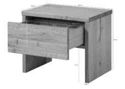 Table De Chevet 50x35x40 Chêne Lombard, Huilé Brun-tabac JANGALI # 329 -Massivmoebel24 06 680 771 7029 8