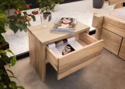 Table De Nuit 50x35 Chêne Sauvage Huilé Bianco JANGALI #119 -Massivmoebel24 06 680 771 7119 4