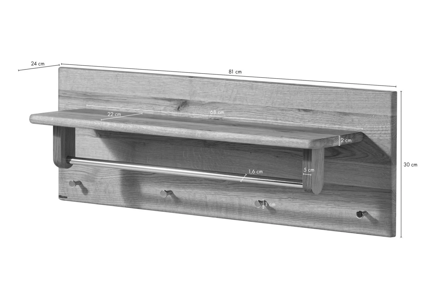 Portemanteau 81x24 Chêne Sauvage Huilé Bois Naturel LINZ #15 7 Portemanteau 81x24 Chêne Sauvage Huilé Bois Naturel LINZ #15 – Image 7