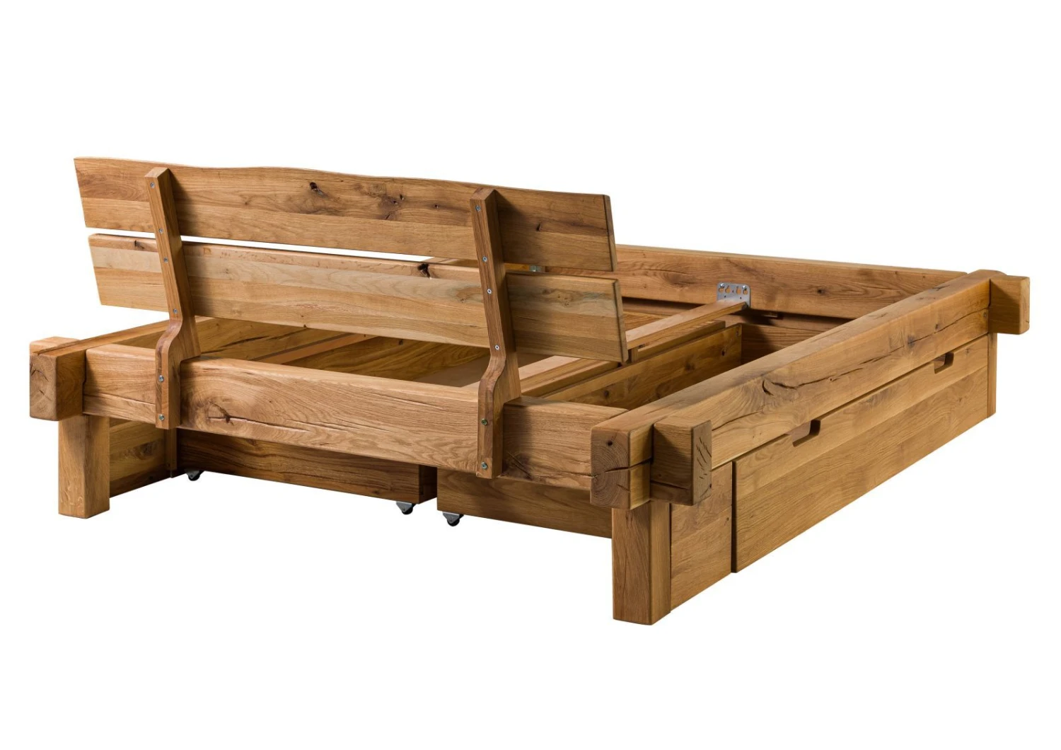 Lit Double Avec Tiroirs 160x200 Chêne Sauvage Huilé Bois Naturel JANGALI #619 10 Lit Double Avec Tiroirs 160x200 Chêne Sauvage Huilé Bois Naturel JANGALI #619 – Image 10