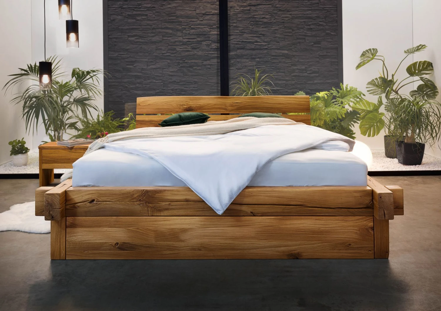 Lit Double Avec Tiroirs 200x200 Chêne Sauvage Huilé Bois Naturel JANGALI #621 3 Lit Double Avec Tiroirs 200x200 Chêne Sauvage Huilé Bois Naturel JANGALI #621 – Image 3