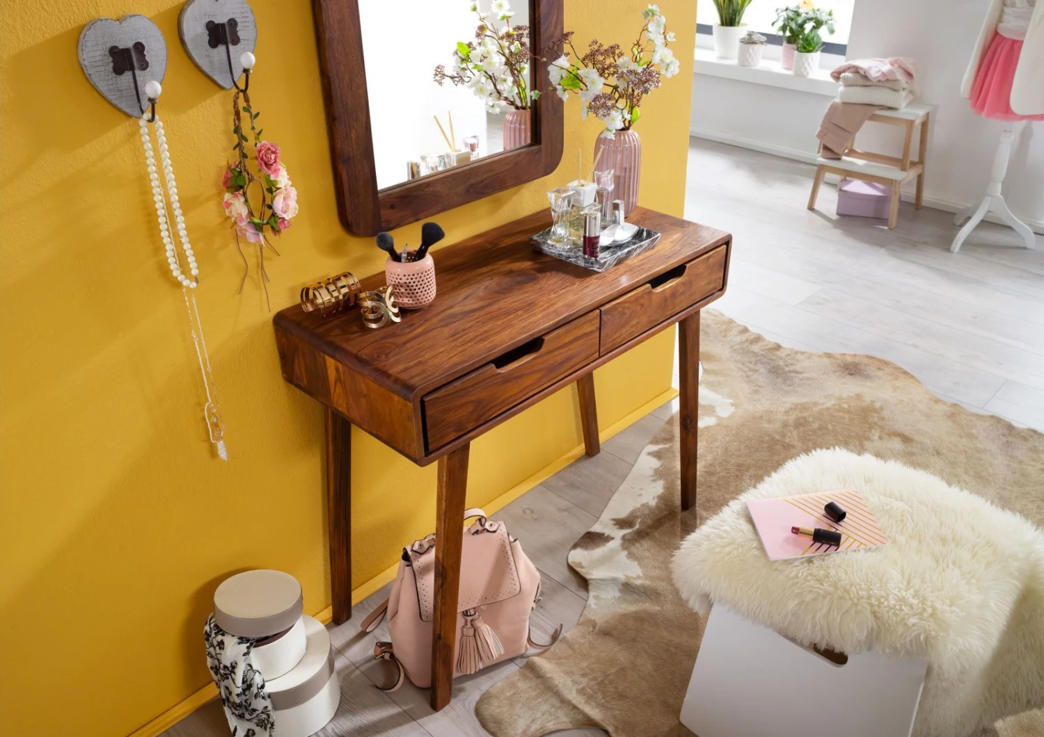 Coiffeuse 90x40 Palissandre Laqué Noisette MALMÖ 2 #114 2 Coiffeuse 90x40 Palissandre Laqué Noisette MALMÖ 2 #114 – Image 2