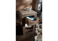 Table D'appoint 29x29 Palissandre Huilé Gris Taupe NATURE GREY #30 -Massivmoebel24 09 100 550 0030 4