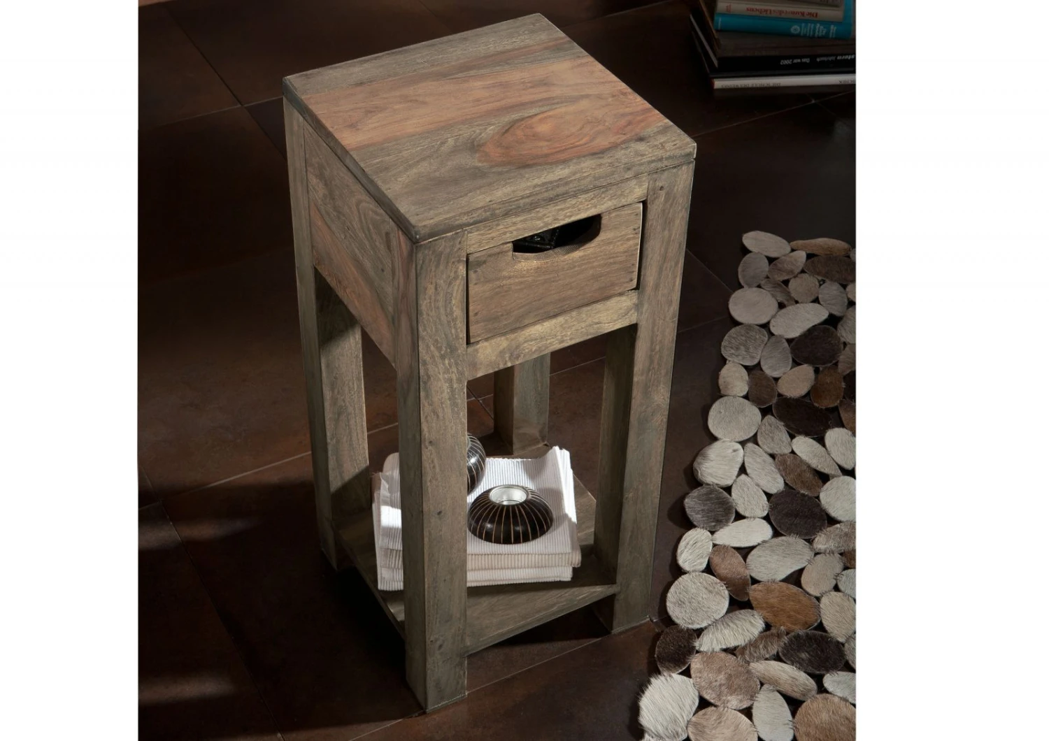 Table D'appoint 29x29 Palissandre Huilé Gris Taupe NATURE GREY #31 3 Table D'appoint 29x29 Palissandre Huilé Gris Taupe NATURE GREY #31 – Image 3