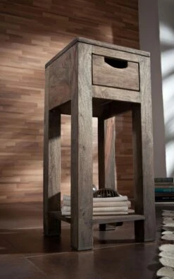 Table D'appoint 29x29 Palissandre Huilé Gris Taupe NATURE GREY #31 9 Table D'appoint 29x29 Palissandre Huilé Gris Taupe NATURE GREY #31 -Massivmoebel24 09 100 550 0031 4