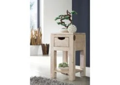 Table D'appoint 29x29 Acacia Blanchi Blanc NATURE WHITE #30