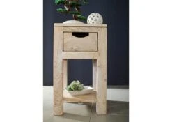 Table D'appoint 29x29 Acacia Blanchi Blanc NATURE WHITE #30 -Massivmoebel24 09 100 552 0030 3