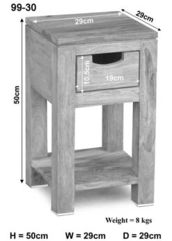 Table D'appoint 29x29 Acacia Blanchi Blanc NATURE WHITE #30 -Massivmoebel24 09 100 552 0030 8