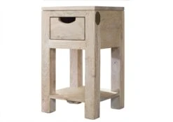 Table D'appoint 29x29 Acacia Blanchi Blanc NATURE WHITE #30 -Massivmoebel24 09 100 552 0030 9