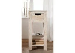 Table D'appoint 29x29 Acacia Blanchi Blanc NATURE WHITE #31 -Massivmoebel24 09 100 552 0031 3