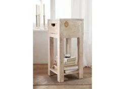 Table D'appoint 29x29 Acacia Blanchi Blanc NATURE WHITE #31 -Massivmoebel24 09 100 552 0031 4