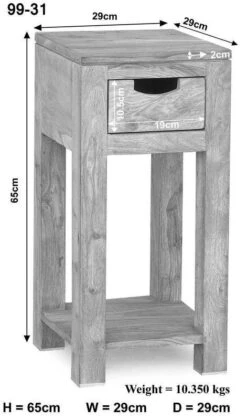 Table D'appoint 29x29 Acacia Blanchi Blanc NATURE WHITE #31 -Massivmoebel24 09 100 552 0031 8