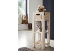 Table D'appoint 29x29 Acacia Blanchi Blanc NATURE WHITE #32