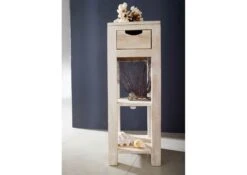 Table D'appoint 29x29 Acacia Blanchi Blanc NATURE WHITE #32 -Massivmoebel24 09 100 552 0032 3