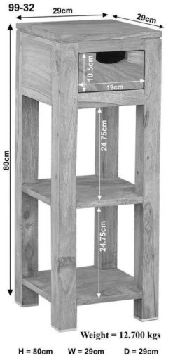 Table D'appoint 29x29 Acacia Blanchi Blanc NATURE WHITE #32 -Massivmoebel24 09 100 552 0032 8