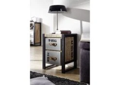 Table D'appoint 45x40x60 Manguier Brut Imprimé Bois Naturel FACTORY #123