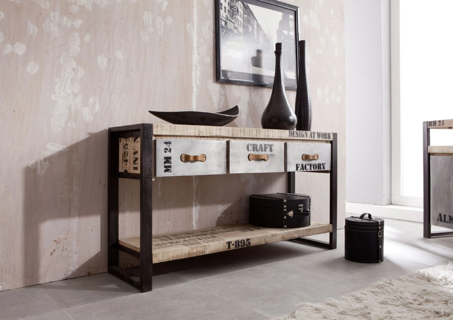 Console 140x40 Manguier Brut Imprimé Bois Naturel FACTORY #134 2 Console 140x40 Manguier Brut Imprimé Bois Naturel FACTORY #134 – Image 2