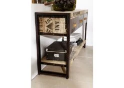 Console 140x40 Manguier Brut Imprimé Bois Naturel FACTORY #134 11 Console 140x40 Manguier Brut Imprimé Bois Naturel FACTORY #134 -Massivmoebel24 09 100 559 0134 3