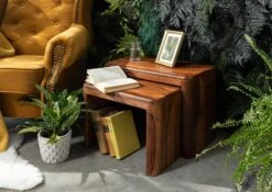 Table D'appoint 59x30 Palissandre Ciré Noisette TORONTO #244