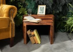 Table D'appoint 59x30 Palissandre Ciré Noisette TORONTO #244 -Massivmoebel24 09 100 665 1044 3