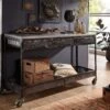 Console 150x45 Manguier Laqué Gris HEAVY INDUSTRY #121