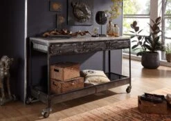 Console 150x45 Manguier Laqué Gris HEAVY INDUSTRY #121