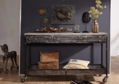 Console 150x45 Manguier Laqué Gris HEAVY INDUSTRY #121 -Massivmoebel24 09 100 677 0009 3