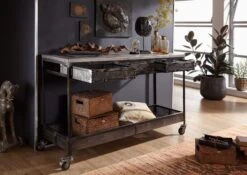 Console 150x45 Manguier Laqué Gris HEAVY INDUSTRY #121 -Massivmoebel24 09 100 677 0009 5