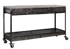 Console 150x45 Manguier Laqué Gris HEAVY INDUSTRY #121 -Massivmoebel24 09 100 677 0009 6