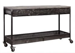 Console 150x45 Manguier Laqué Gris HEAVY INDUSTRY #121 -Massivmoebel24 09 100 677 0009 9
