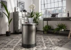 Table D'appoint 42x42 Manguier Laqué Gris HEAVY INDUSTRY #159