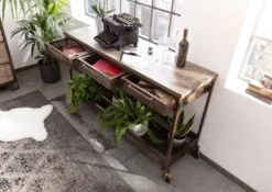 Console 150x45 Manguier Laqué Brun HEAVY INDUSTRY #221 -Massivmoebel24 09 100 677 0209 4