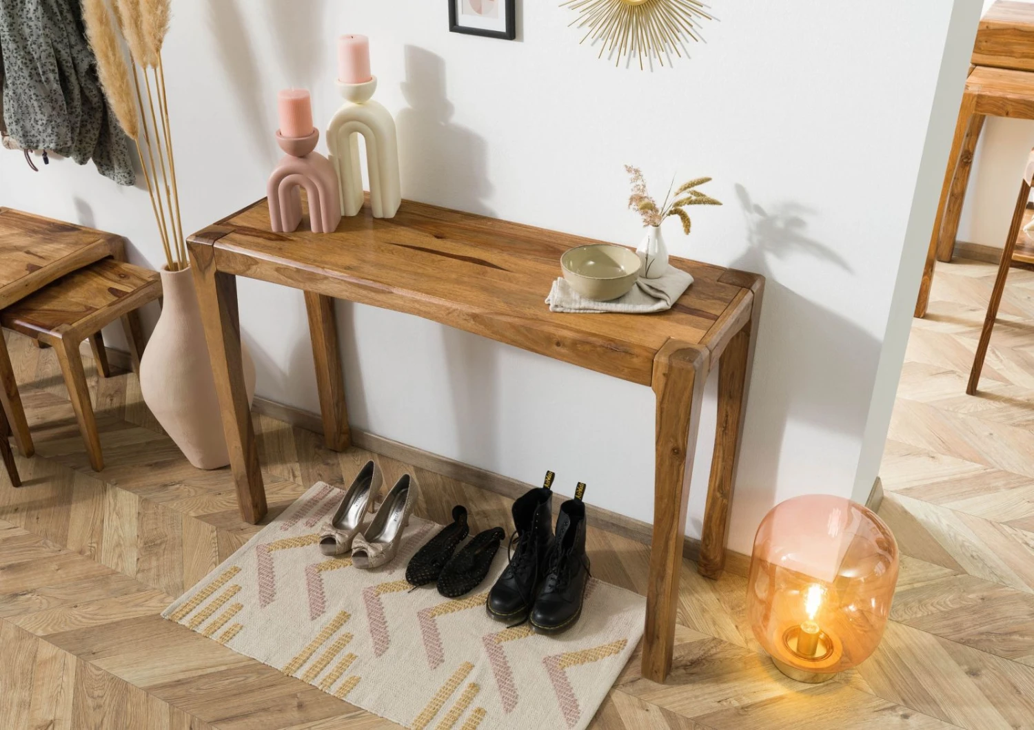 ANCONA #103 Table Console En Bois De Sheesham - Laqué / Brun 120x42x80 2 ANCONA #103 Table Console En Bois De Sheesham - Laqué / Brun 120x42x80 – Image 2