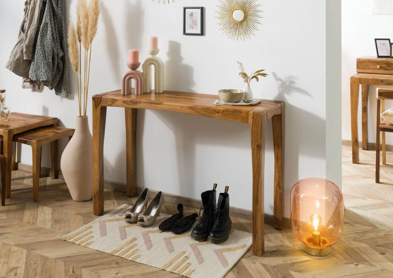 ANCONA #103 Table Console En Bois De Sheesham - Laqué / Brun 120x42x80 3 ANCONA #103 Table Console En Bois De Sheesham - Laqué / Brun 120x42x80 – Image 3