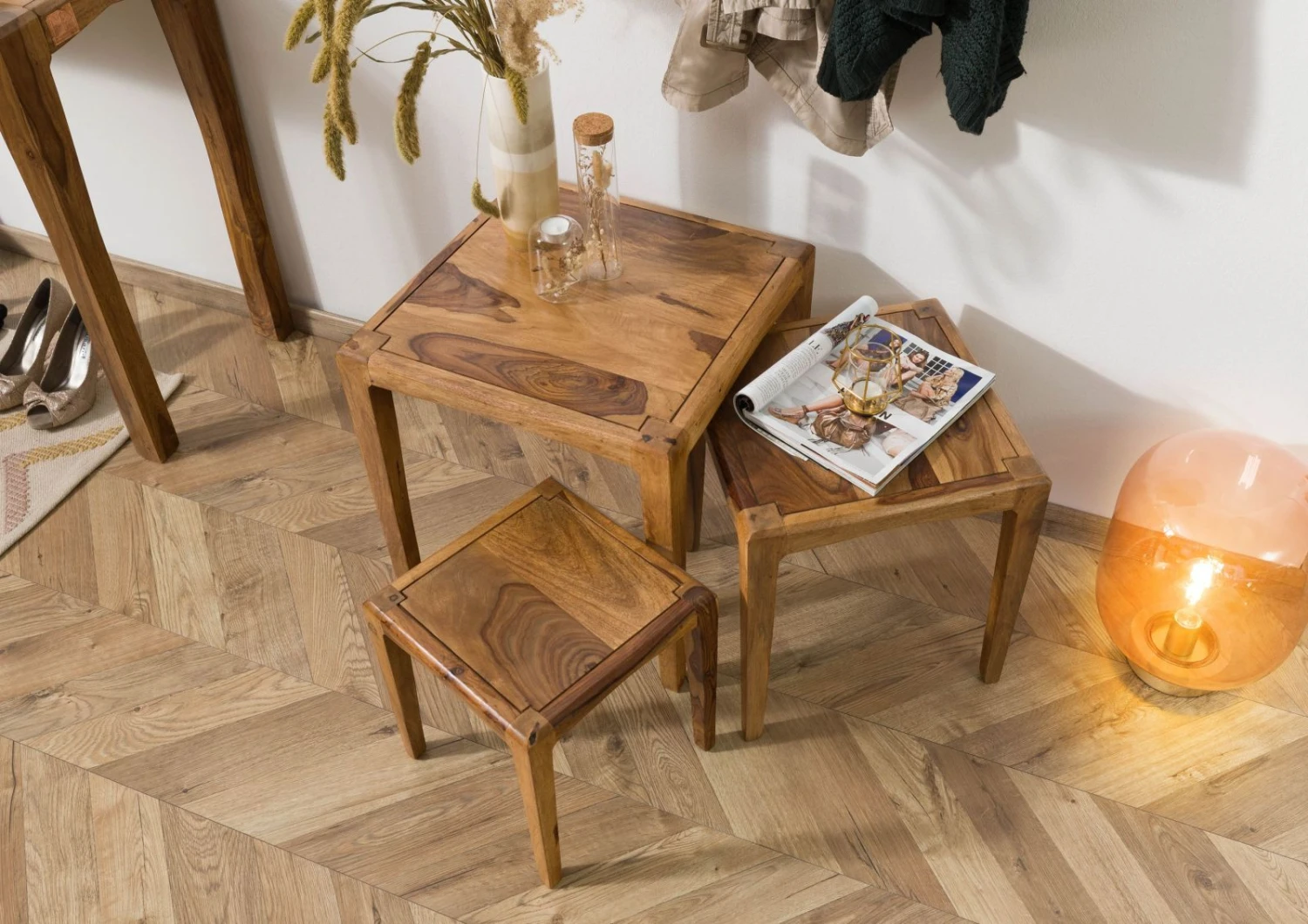 ANCONA #112 Table D'appoint En Bois De Sheesham - Laqué / Marron 50x50x50 2 ANCONA #112 Table D'appoint En Bois De Sheesham - Laqué / Marron 50x50x50 – Image 2