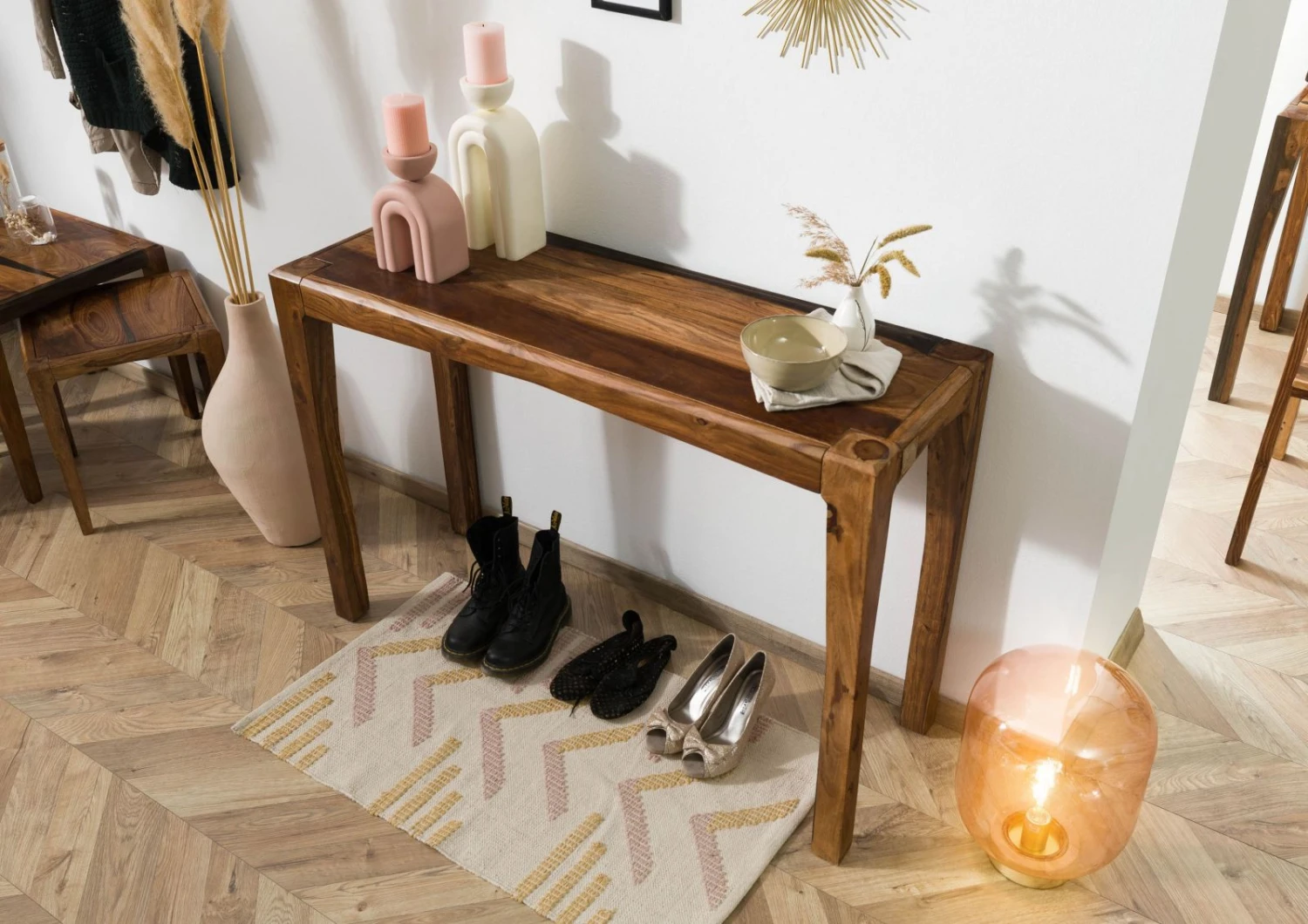 ANCONA #203 Table Console En Bois De Sheesham - Laqué / Marron Foncé 120x42x80 2 ANCONA #203 Table Console En Bois De Sheesham - Laqué / Marron Foncé 120x42x80 – Image 2