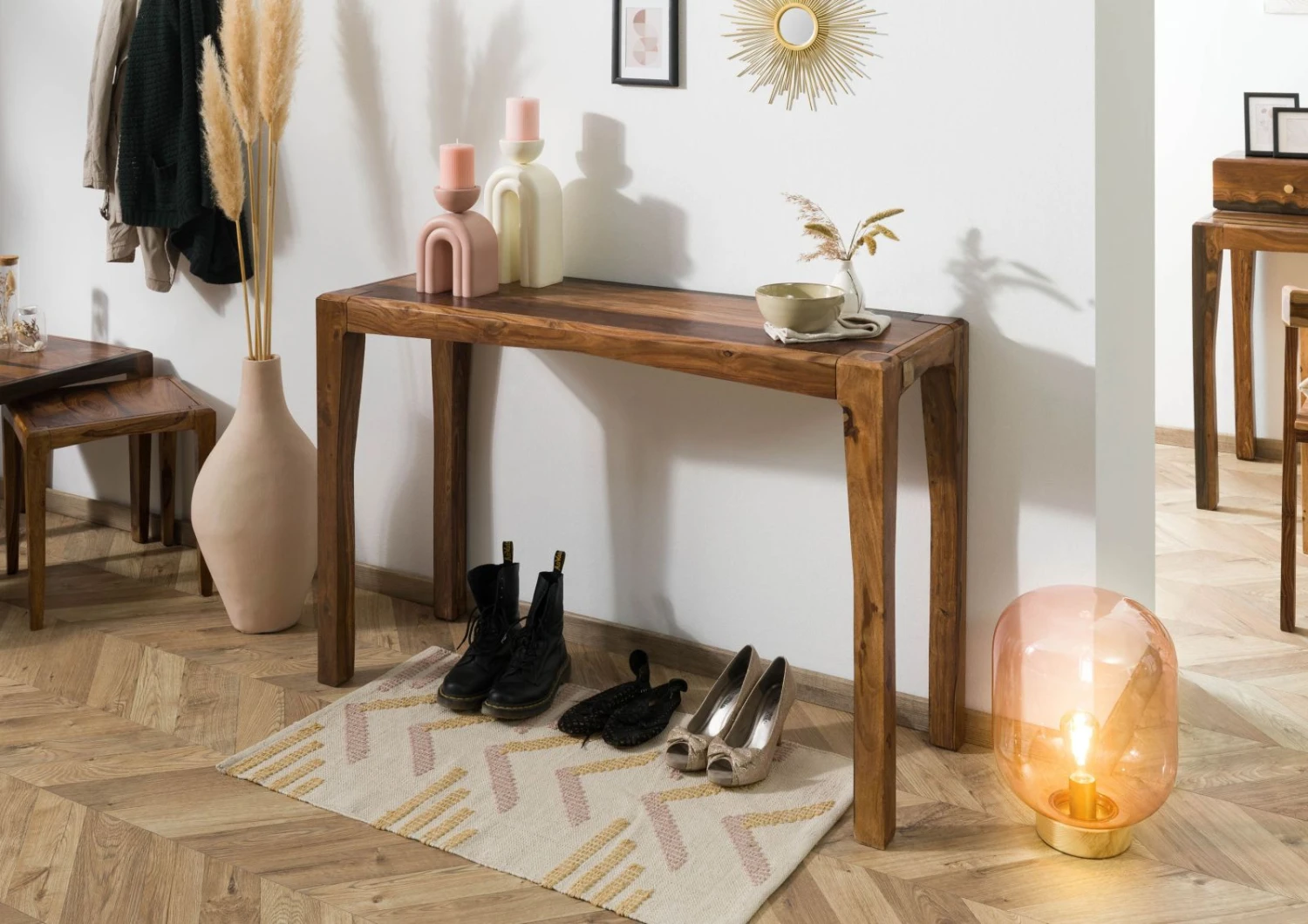 ANCONA #203 Table Console En Bois De Sheesham - Laqué / Marron Foncé 120x42x80 3 ANCONA #203 Table Console En Bois De Sheesham - Laqué / Marron Foncé 120x42x80 – Image 3