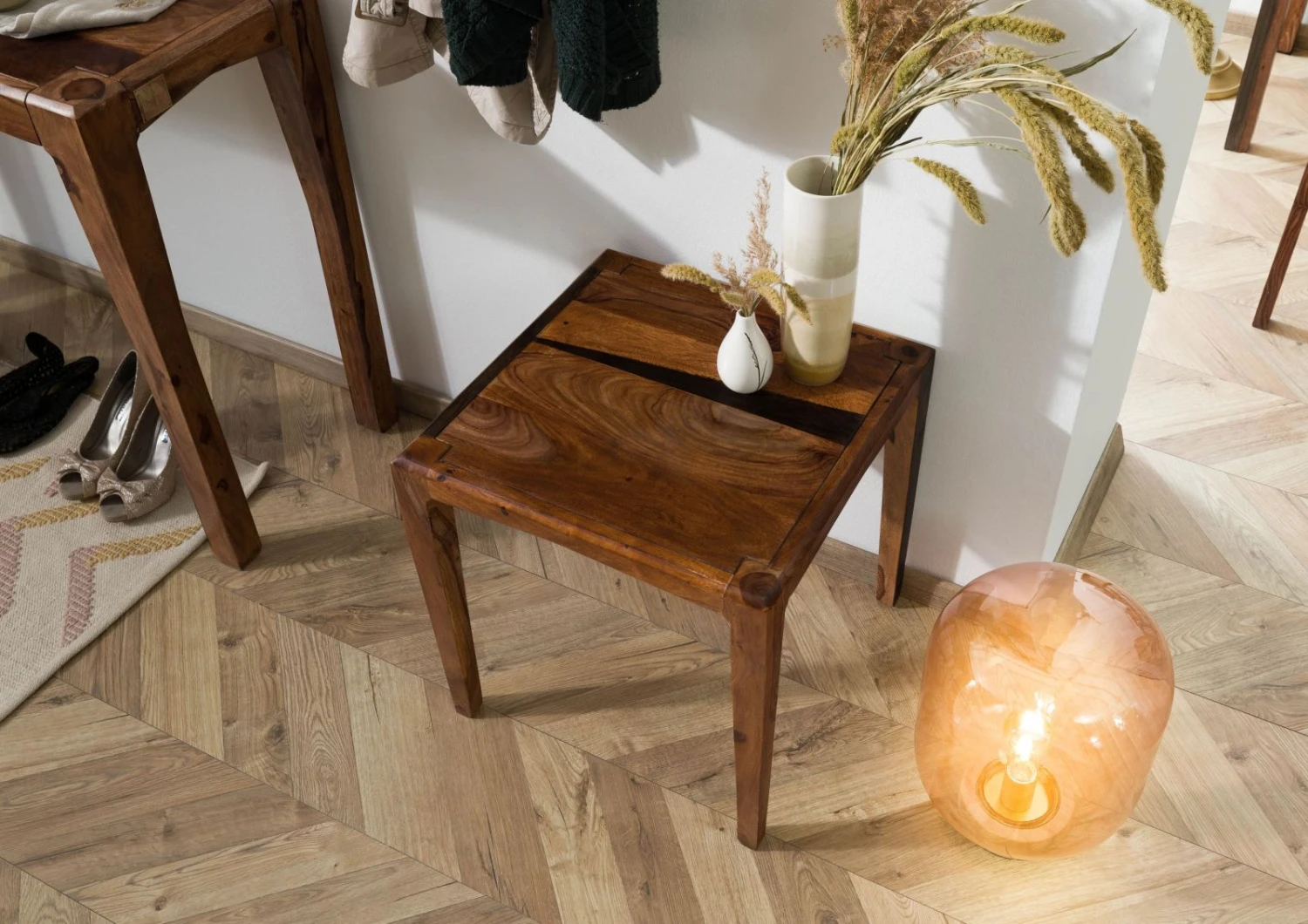 ANCONA #250 Table Basse En Bois De Sheesham - Laqué / Brun Foncé 50x50x50 2 ANCONA #250 Table Basse En Bois De Sheesham - Laqué / Brun Foncé 50x50x50 – Image 2