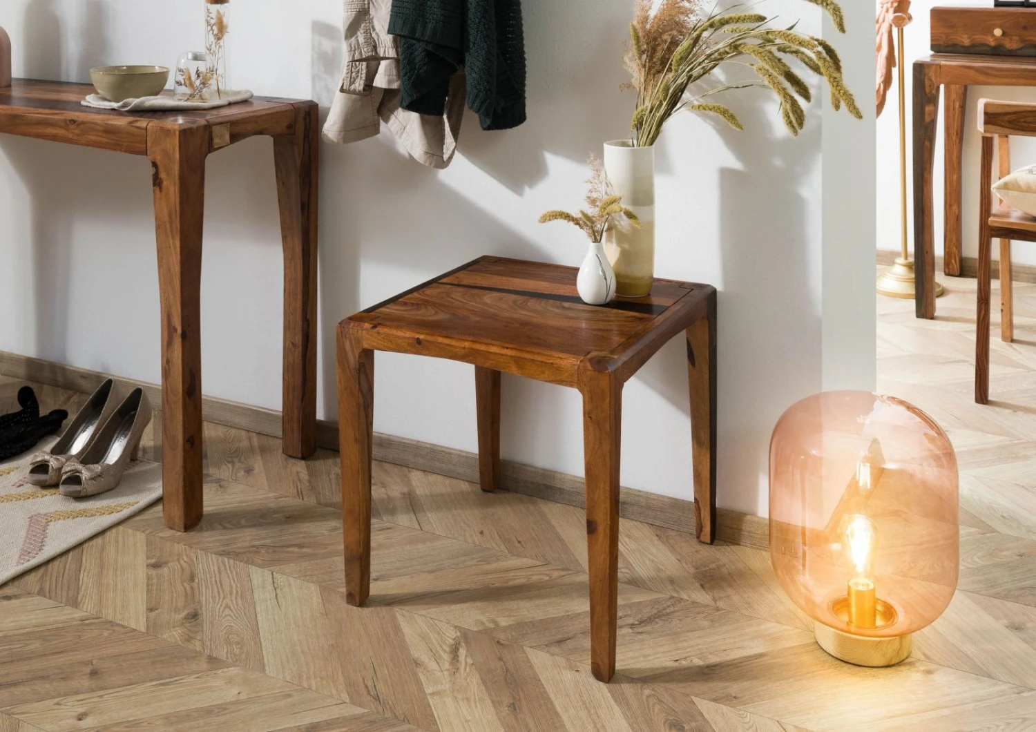 ANCONA #250 Table Basse En Bois De Sheesham - Laqué / Brun Foncé 50x50x50 3 ANCONA #250 Table Basse En Bois De Sheesham - Laqué / Brun Foncé 50x50x50 – Image 3