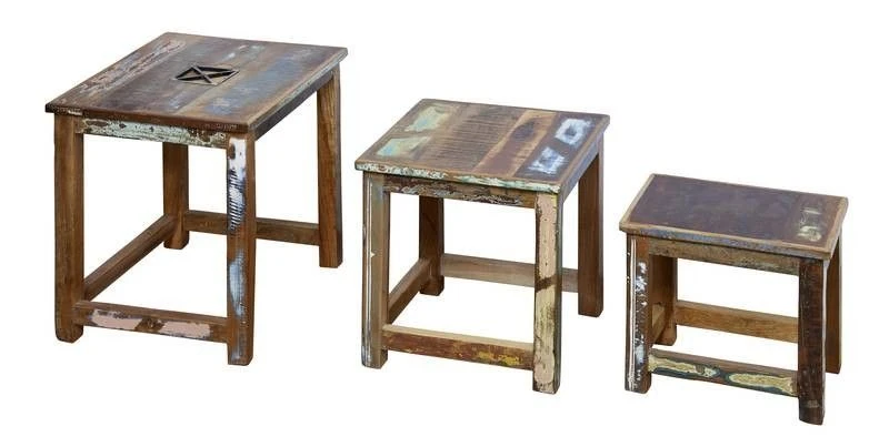 Table D'appoint 48x40 Bois De Récupération Laqué Multicolore Lot 3 Pièces NATURE OF SPIRIT #119 5 Table D'appoint 48x40 Bois De Récupération Laqué Multicolore Lot 3 Pièces NATURE OF SPIRIT #119 – Image 5