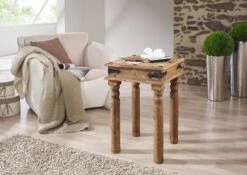 Table D'appoint 40x40 Palissandre Huilé Gris Taupe LEEDS #24