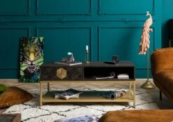 Table Basse 110x40 Manguier Huilé Gris Taupe DIAMOND #100