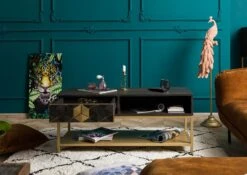 Table Basse 110x40 Manguier Huilé Gris Taupe DIAMOND #100 -Massivmoebel24 09 100 760 0001 4