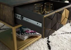 Table Basse 110x40 Manguier Huilé Gris Taupe DIAMOND #100 -Massivmoebel24 09 100 760 0001 7