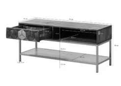 Table Basse 110x40 Manguier Huilé Gris Taupe DIAMOND #100 -Massivmoebel24 09 100 760 0001 8 1