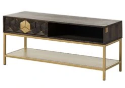 Table Basse 110x40 Manguier Huilé Gris Taupe DIAMOND #100 -Massivmoebel24 09 100 760 0001 9