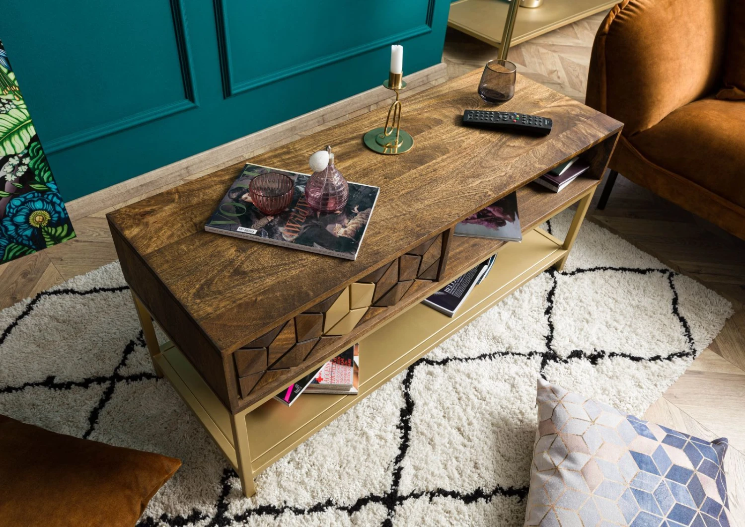 Table Basse 110x40 Manguier Huilé Brun DIAMOND #200 2 Table Basse 110x40 Manguier Huilé Brun DIAMOND #200 – Image 2